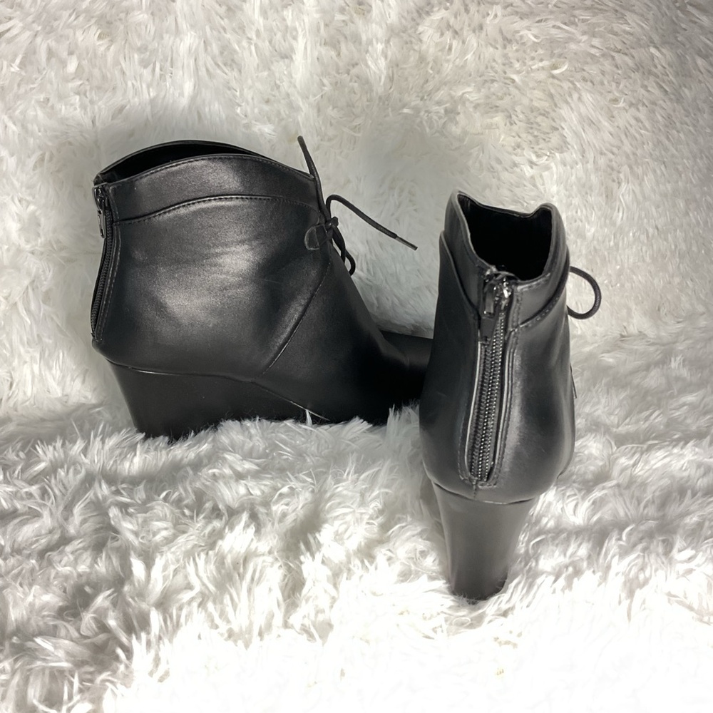 Black Wedge Ankle Booties - Picture 3 of 4